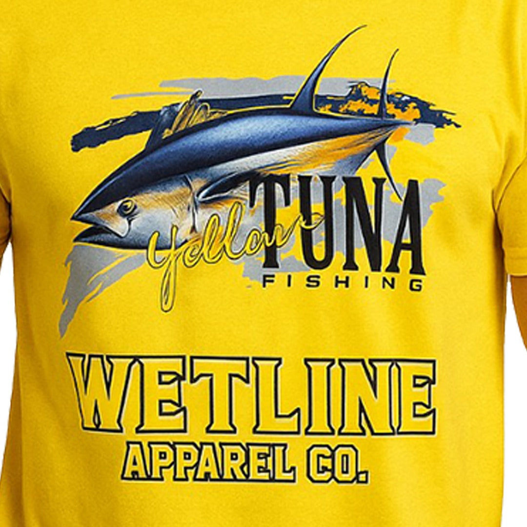 Wetline Apparel Co Yellow Fin Tuna Male's Graphic T-Shirt, Fishing Wear Heavy Cotton Short Sleeves Tee, S-5XL