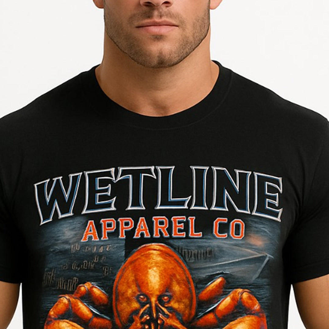 Wetline Apparel Co Gulf Lobster Male's Graphic T-Shirt, Fishing Wear Heavy Cotton Short Sleeves Tee, S-5XL