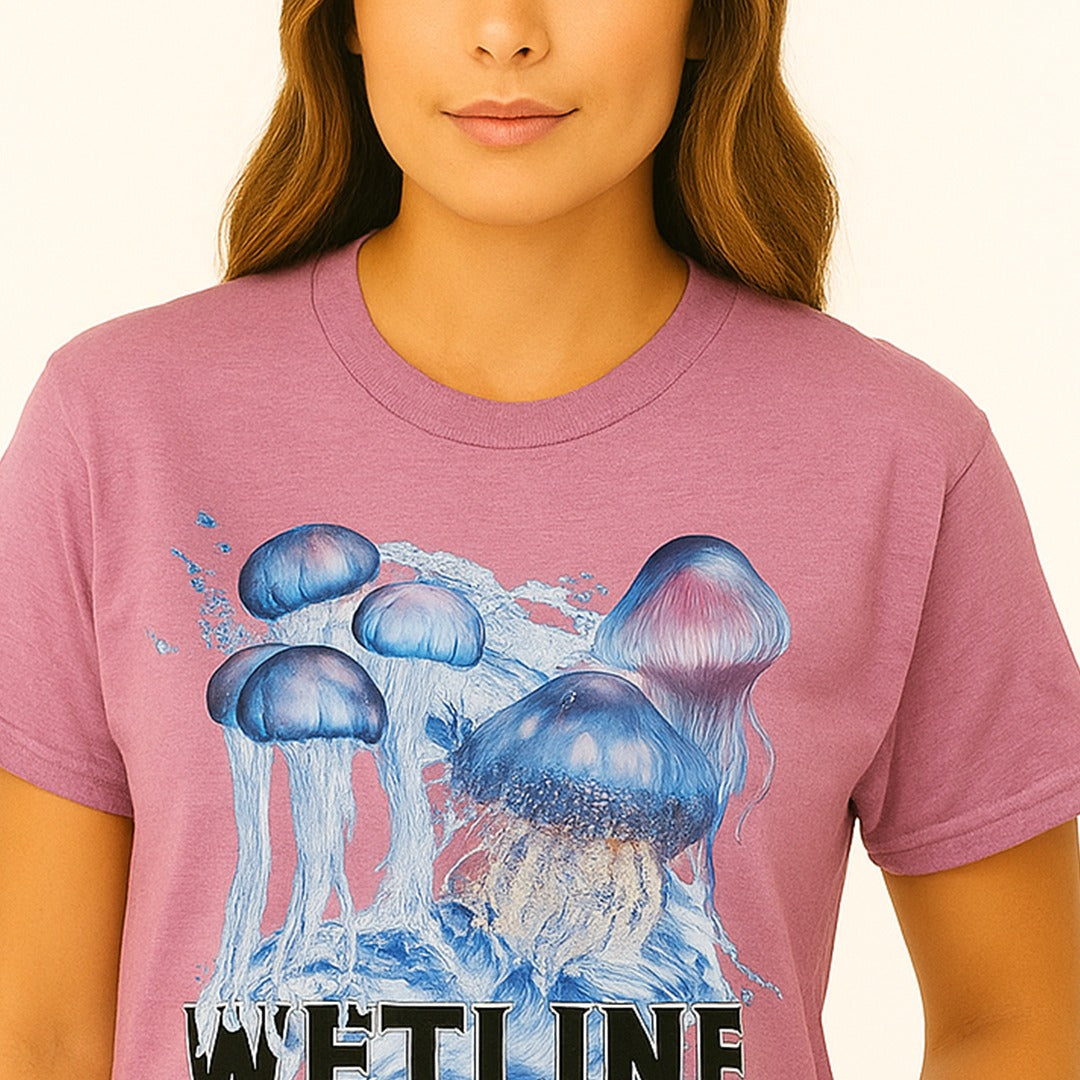 Wetline Apparel Co Jelly Fish Family Female's Graphic T-Shirt, Fishing Wear Heavy Cotton Short Sleeves Tee, S-5XL