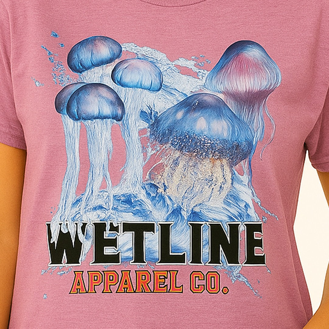 Wetline Apparel Co Jelly Fish Family Female's Graphic T-Shirt, Fishing Wear Heavy Cotton Short Sleeves Tee, S-5XL