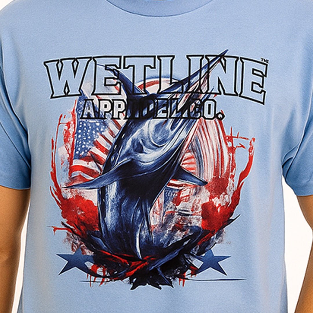 Wetline Apparel Co American Sword Fish Men's Graphic T-Shirt, Fishing Wear Heavy Cotton Short Sleeves Tee, S-5XL