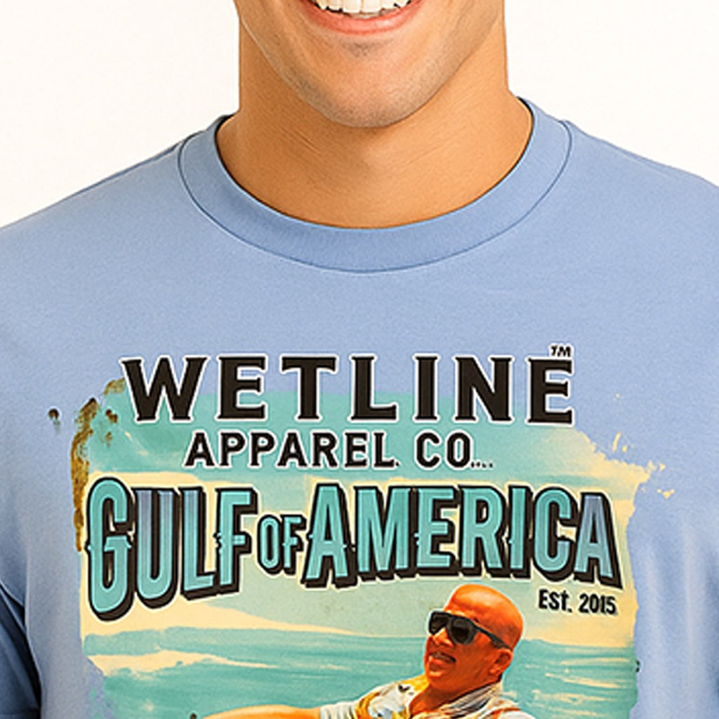 Wetline Apparel Co Trump Gulf of America Male's Graphic T-Shirt, Fishing Wear Heavy Cotton Short Sleeves Tee, S-5XL