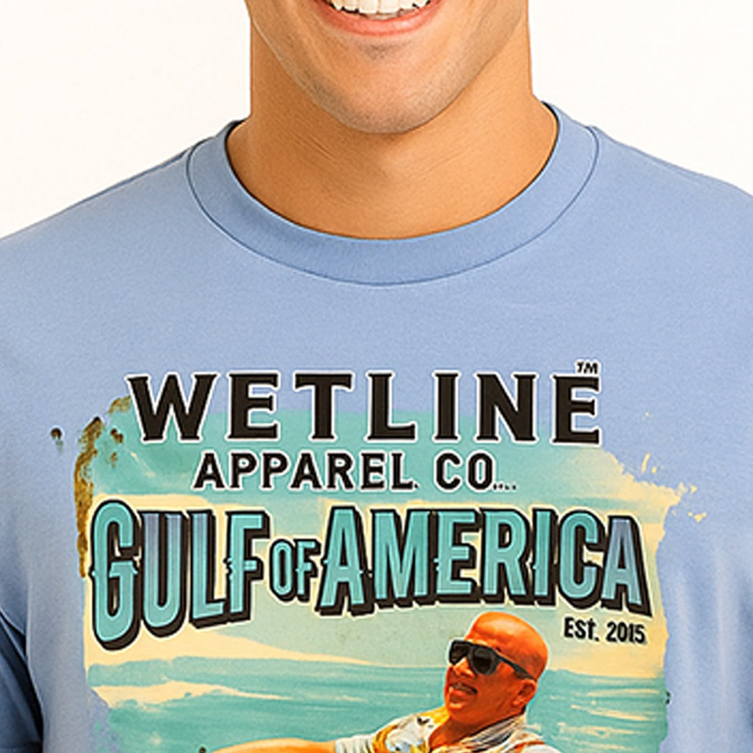 Wetline Apparel Co Trump Gulf of America Male's Graphic T-Shirt, Fishing Wear Heavy Cotton Short Sleeves Tee, S-5XL