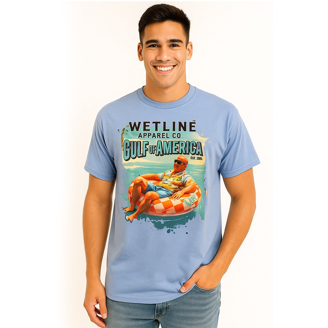 Wetline Apparel Co Trump Gulf of America Male's Graphic T-Shirt, Fishing Wear Heavy Cotton Short Sleeves Tee, S-5XL