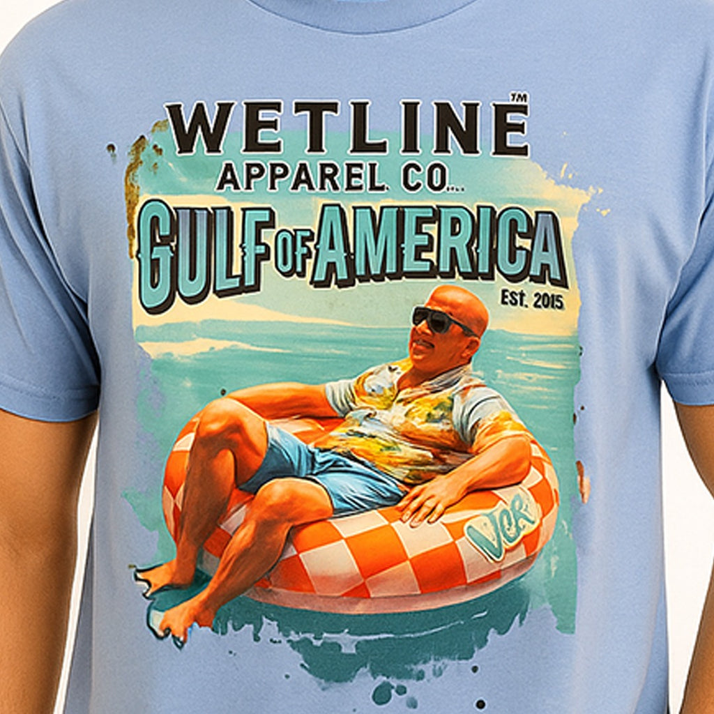 Wetline Apparel Co Trump Gulf of America Male's Graphic T-Shirt, Fishing Wear Heavy Cotton Short Sleeves Tee, S-5XL