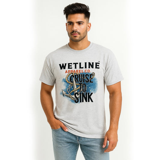 Wetline Apparel Co Refuse to Sink Male's Graphic T-Shirt, Fishing Wear Heavy Cotton Short Sleeves Tee, S-5XL