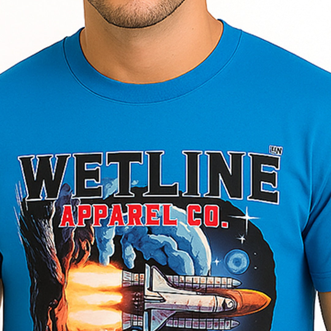 Wetline Apparel Co Rocket Male's Graphic T-Shirt, Fishing Wear Heavy Cotton Short Sleeves Tee, S-5XL